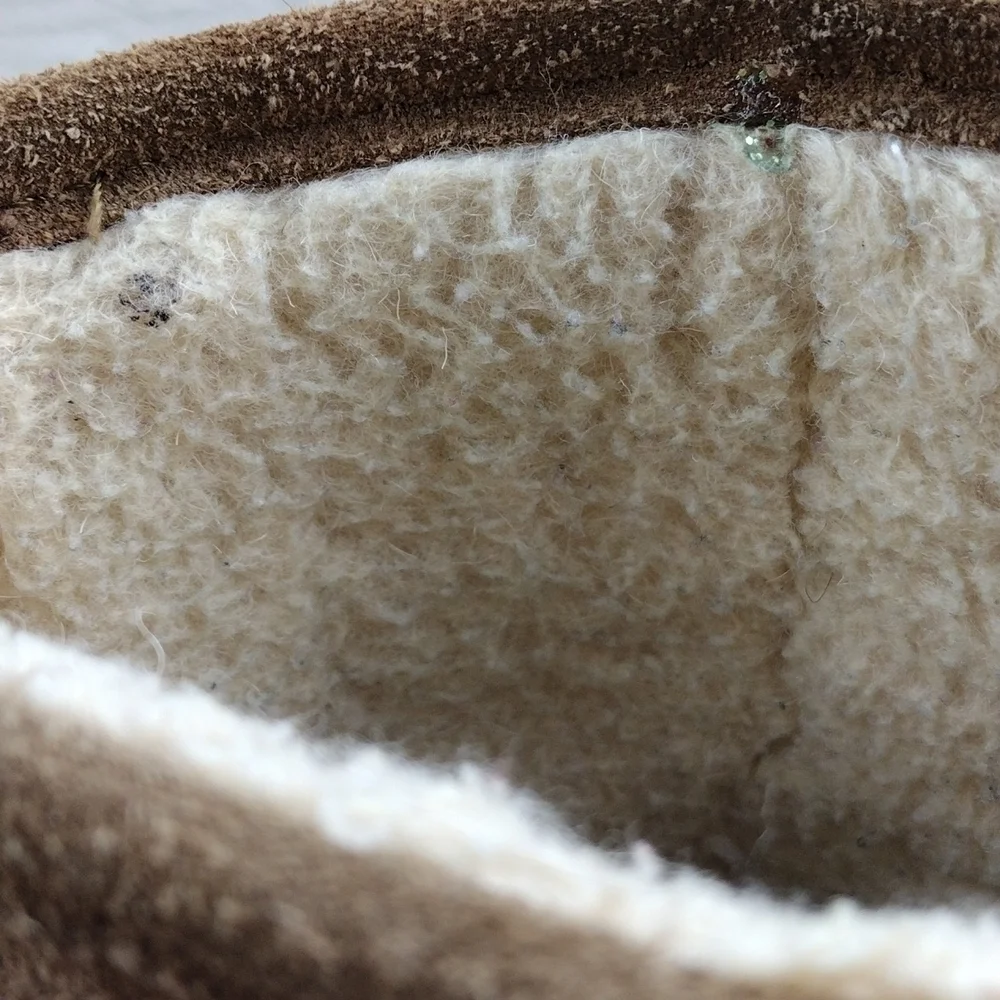 BEARPAW Emma Tan Suede Leather Wool Lining Mid Calf Slip On Boots
